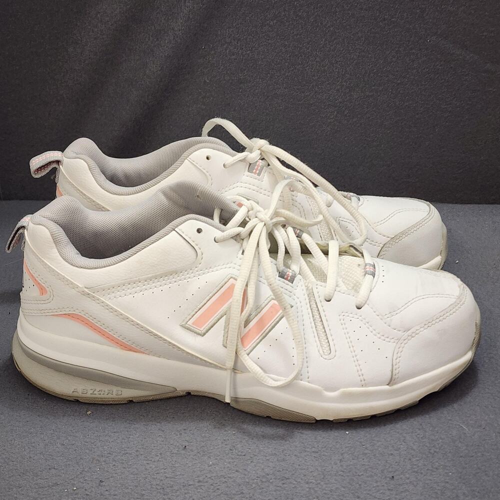 New Balance 608 Shoes Womens Size 10.5 White Pink Gray Leather ABZORB Walking - Picture 4 of 13
